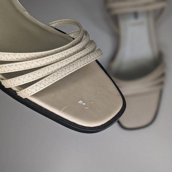 New York Transit Cream Beige Strappy 2.5 inch Heels Sandals Womens Size 10M - Picture 7 of 12